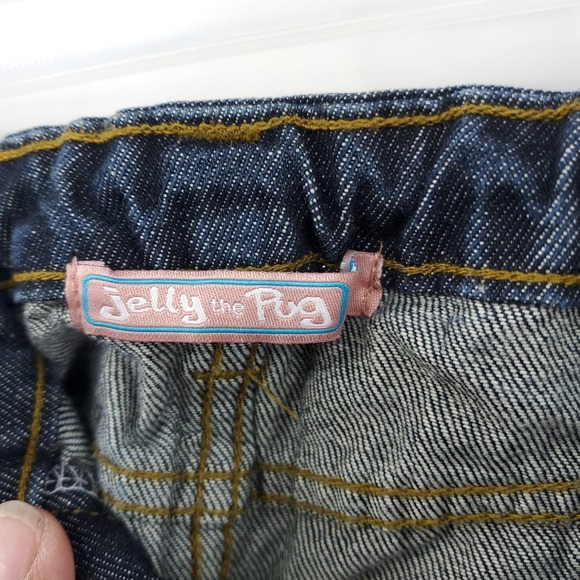 Jelly the Pug Bellbottom Hippie Gypsy Tiered Denim Jeans Size 4 - Picture 6 of 8